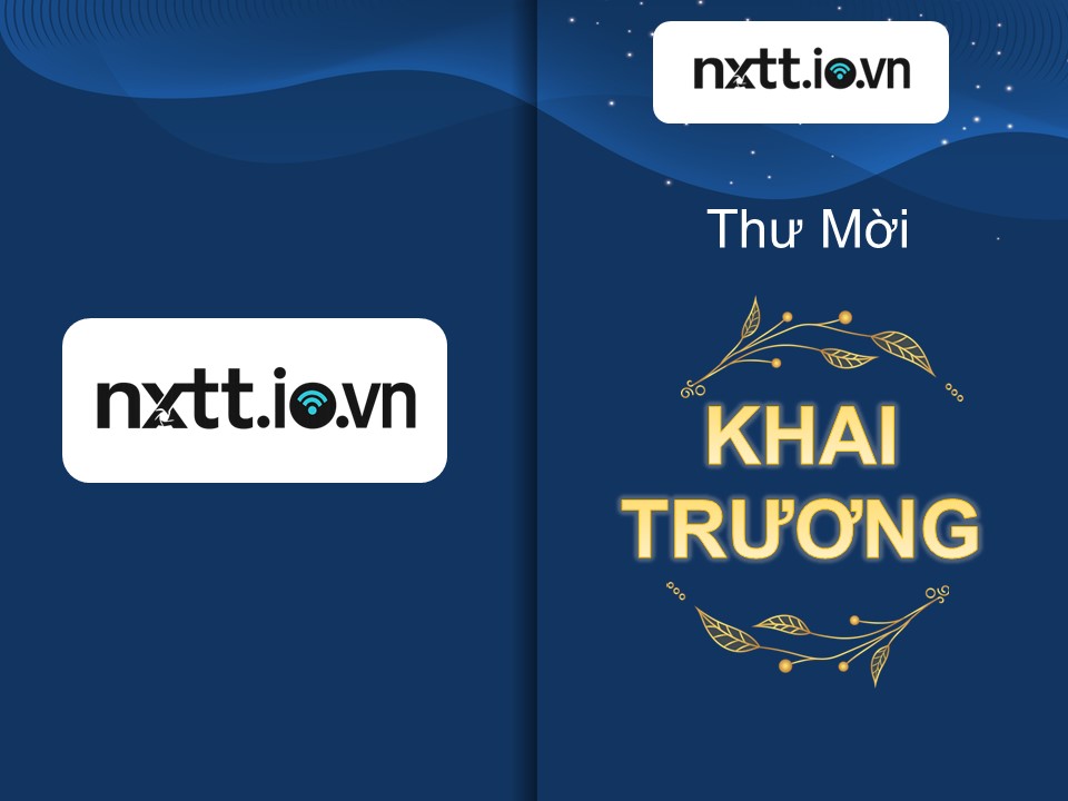 Slide Thư Mời Sự Kiện Khai Trương Tông Xanh Sang Trọng File PowerPoint