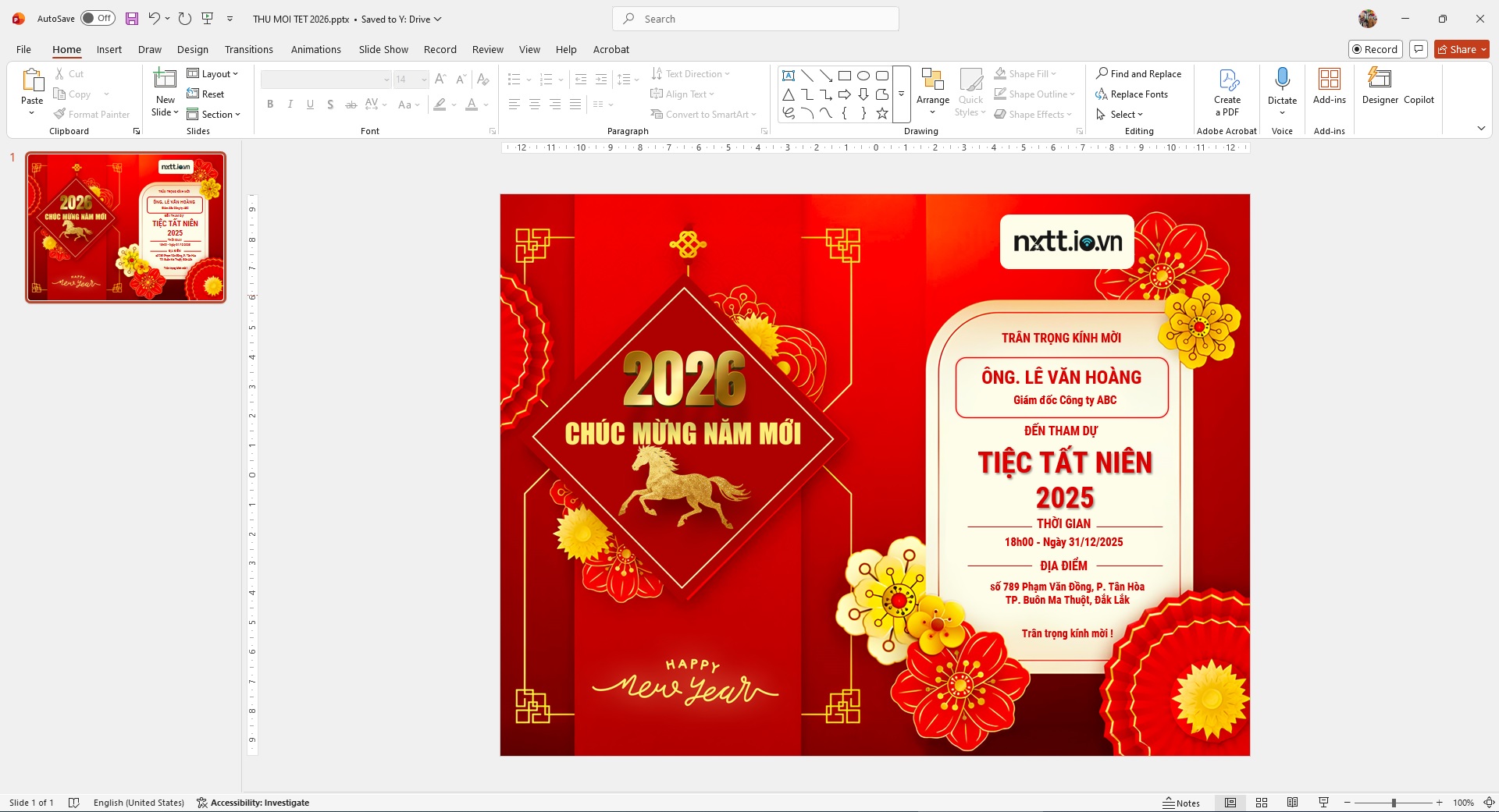 thu-moi-tat-nien-02 Mẫu Thư Mời Year End Party "Mã Đáo Thành Công": File PPTX Chỉnh Sửa Tên Khách Mời Tự Động