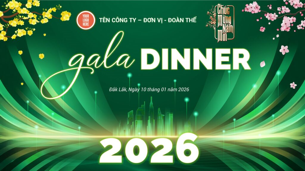 Background Gala Dinner Màu Xanh 2026